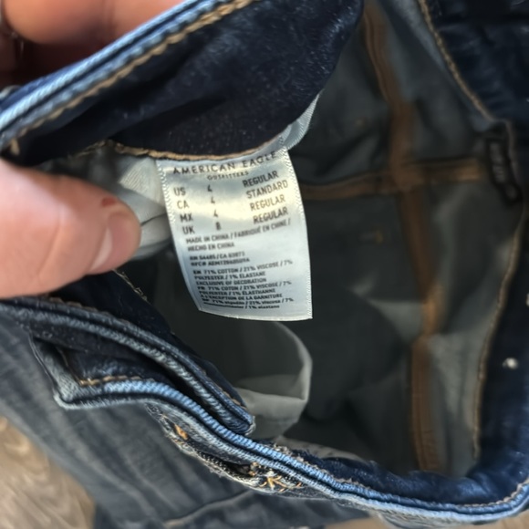 American Eagle high rise jeggings distressed button fly denims jeans women’s 4 - Picture 6 of 9